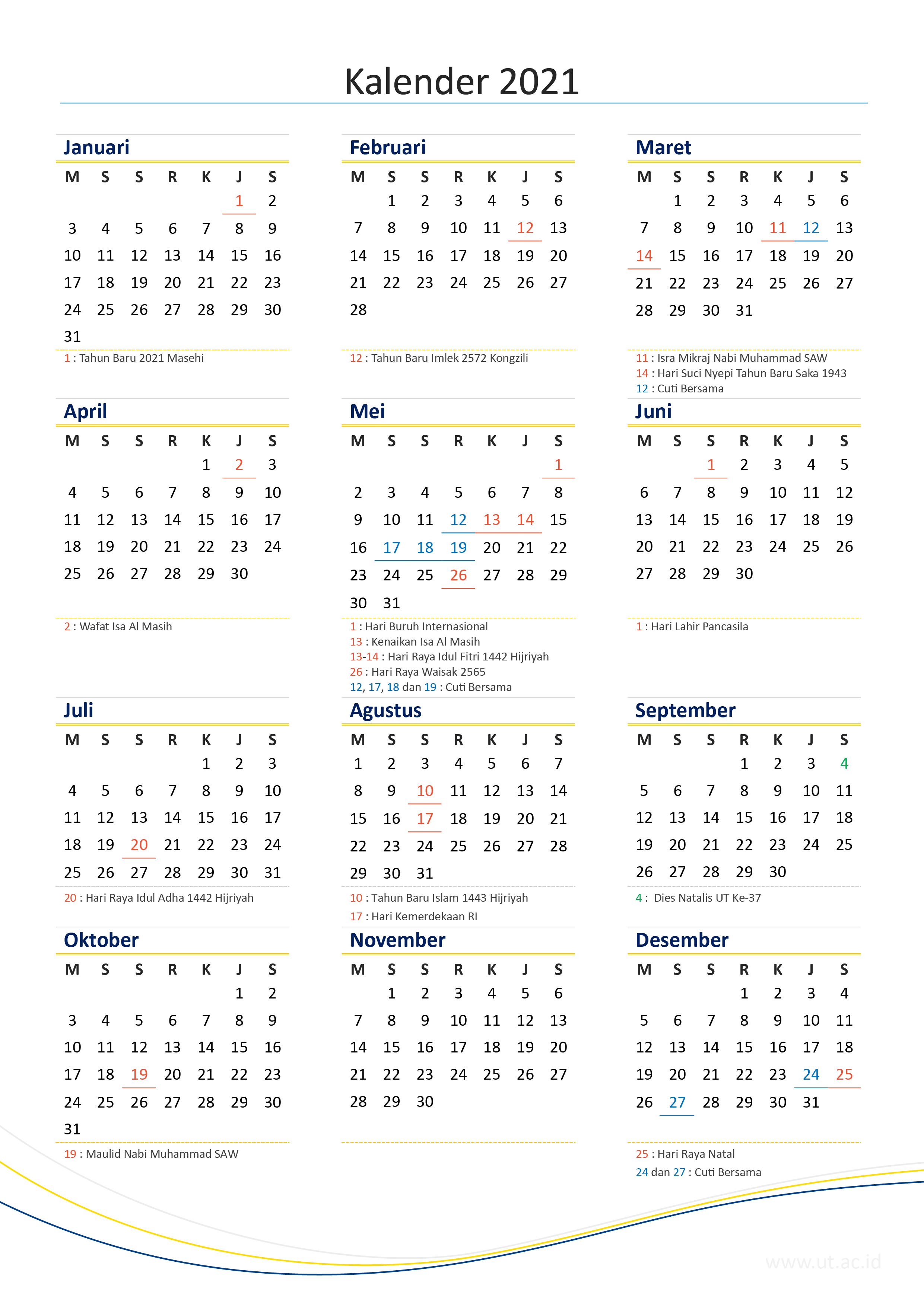 Kalender 2021 Masehi Sederhana Ukuran A4 – Mei Bi Yes
